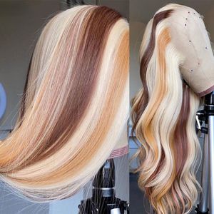 Brazilian Highlight Blonde Straight Lace Front Wig Simulation Human Hair Wigs For Women Lace Closure Wig Pre Plucked Honey Blonde Colored Cheap Wigs