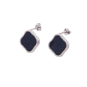 Luxury S925 Silver Earring for Women Girls Crystal Ear Studs 4葉のクローバーデザイナーイヤリングウェディングパーティージュエリーバレンタインデーギフトSVE1