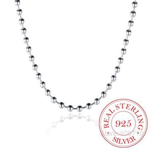 Correntes 925 prata esterlina 3mm grânulos lisos bola corrente gargantilha colar para mulheres na moda casamento noivado jóias collier femme213o