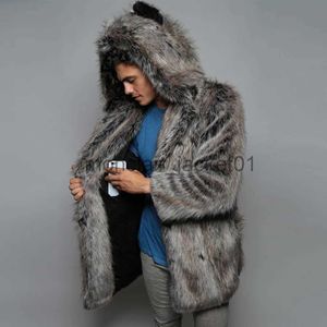 Men's Leather Faux Leather Wepbel Plush Hoodie Fluffy Fleece Fur Jacket Faux Fur Coat Trench Men Winter Leisure Warm Coat Long Type Coat Fur Jackets J231010