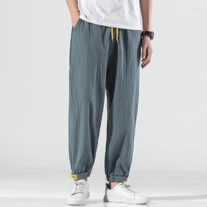 Pantaloni da uomo Pantaloni Harem casual in lino di cotone da jogging Abbigliamento cinese sciolto 2023 Harajuku