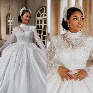 Luxury Sparkly Sequins Wedding Dress Classic Ball Gown Wedding Dress Modest Beading Long Sleeve Bridal Gowns Vestido De Novia