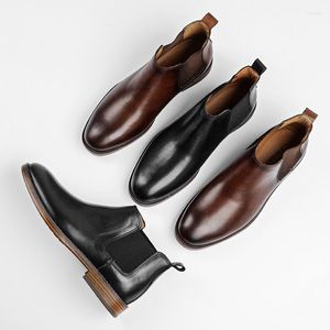 Boots Men's Fashion Male Dress Vintage Cow Genuine Leather Ankle Leisure Men Short British Boy Shoes