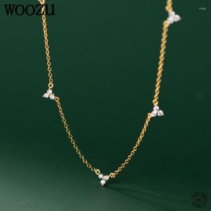 Ciondoli WOOZU Collana in argento sterling 925 con fiori classici coreani per le donne Vita quotidiana Trendy Elegante Chic Dolce regalo di gioielli femminili