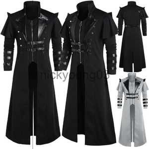 Costume a tema Purim Costumi Cosplay Victoria Vintage Giacca lunga da uomo Steampunk gotico Trench Cappotto Cappotto da cavaliere guerriero medievale retrò x1010