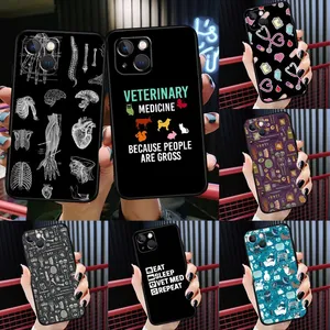 Medicine Pill Stethoscope Cases for iPhone 15 Plus 14 Pro Max 13 12 11 XS Max XR X 8 7 6 iPhone15 Fashion Soft TPU Fashion Black Mobile Telefon Cover Skin