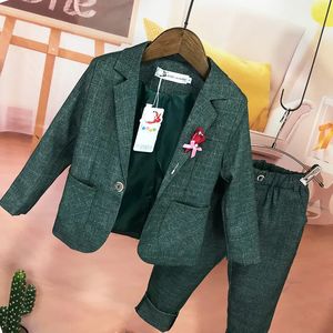 코트 플라워 소년 공식적인 솔리드 재킷 팬츠 2pcs 마리이지 의류 세트 enfant kids wedding suit children gentleman performance dress 231009