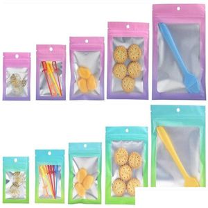 Packing Bags Wholesale 100Pcs Lot Plastic Aluminum Foil Bag Resealable Zipper Packaging Bags Food Storage Pouches Office School Busine Dhxhr