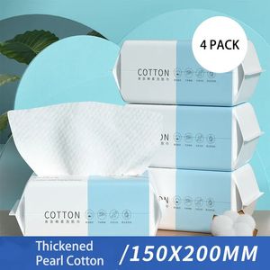 Tessuto 400 fogli Asciugamano monouso per il viso Salviette morbide Tessuto di cotone detergente Salviette umide e asciutte Asciugamano struccante per la cura della pelle 231007