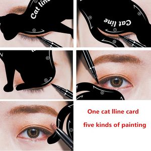 Ferramentas de maquiagem Sdotter Stencils de sobrancelha Cat Eyeliner Modelo Stencil Kit Guia Modelo Maquiagem Double Wing Eye Shadow Frame Card Makeup Tool 231007