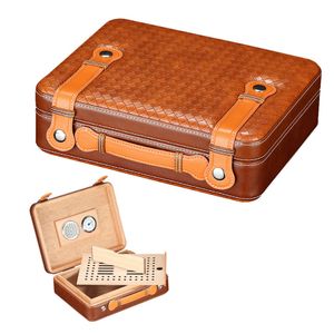 Портативный футляр для сигар с гигрометром, стиль чемодана из кедрового дерева, дорожный футляр для сигар, коробка для хьюмидора с увлажнителем, роскошный подарок