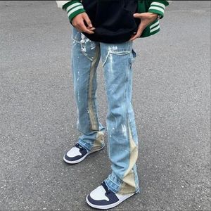 Jeans da uomo GODLIKEU Color Block Dipinto Streetwear Uomo Pantaloni larghi in denim casual Pantaloni Hip Hop Harajuku Desinger192c