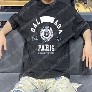 22SS män designers t shirts 1917 vete örontryck kort ärm man besättning hals paris streetwear wash svart xinxinbuy m-2xl244t