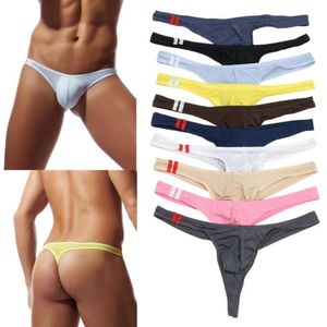 UNDUPTS 10 PCS çok Seksi Erkek Kılavuzu İç çamaşırı Düşük Bel Modal Katı Cueca Maskulina T-Back G-String Tangas Thong Lingerie272J