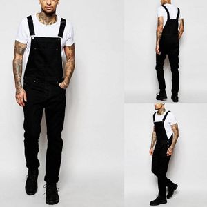 Men's Jeans Black Autumn Mens Overalls 2023 Men Casual Loose Long Denim Pants Splice Straight Rompers Plus Size