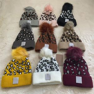 Designer Beanie Brand Caps for Adult Women Child Winter Sticked Leopard Hats Unisex Kids Warm Gorro Solid Color Knit Parent-Child 296f