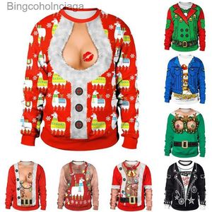 Kvinnors tröjor Autumn Winter Clothing Novely Ugly Christmas Sweater For Gift Santa Elf Funny Christmas Jumper Pullover Womens Mens S ANL231010