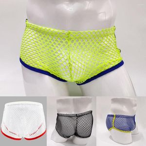 Underbyxor mäns sexiga boxare se genom låg midja underkläder andningsbara mesh mode botten shorts byxor bekväma trosor