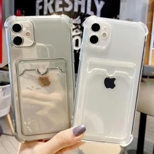 携帯電話のケースは、iPhone 15 14 13 11 11 12 Pro MiNI XS XR 7 8 Plus Soft Silicone Wallet Back Cover 231010のクリア衝撃カードスロットバッグケースケース