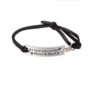 GX081 Personalisierte Design-Buchstaben von „I Love You To The Moon And Back“-Charm-Lederarmband, inspirierendes Schmuckgeschenk, 275 Stunden