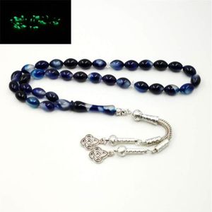 Blue Luminous Tasbih Muslim Harts Rosary Everything Is New Misbaha Eid Ramadan Gift Islamic Masbaha 33 Prayer Beads Armband Y2007189a