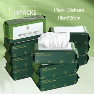 Tissue 10 Packungen Einweg-Gesichtshandtücher, Waschlappen, trockene Tücher, weiche Baumwoll-Reinigungstücher, Make-up-Entferner-Tücher, Waschlappen 231007