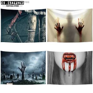 Outros suprimentos para festas de eventos Cenário de Halloween Horror Cemitério de Sangue Lanterna de Abóbora Castelo Fotografia Fundo Assustador Decoração de Festa de Família Adereços Q231010