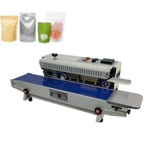 Plastic Film Food Sealing Machine Vertical Sealing Date Printing Seal belt Continuous Band Sealer 220V