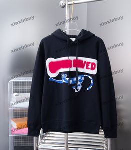 Xinxinbuy Men Designer Hoodie Sweatshirt Letter Animal Handduk Broderi Kvinnor Svartgrå gul vit S-XL