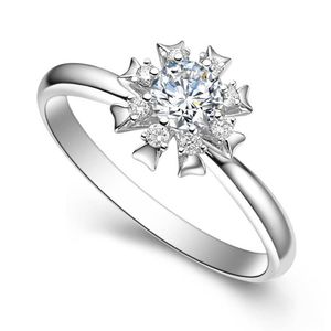 Cluster Rings 14K AU585 Vitt guldring Kvinnor Bröllopsdag Engagemang Party Flower 8 Claw Round Moissanite Diamond Elegant 228e