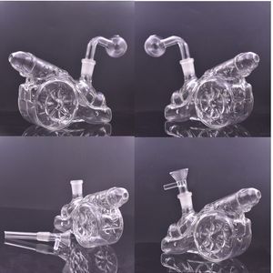 Großhandel dicke, berauschende kreative Wasserpfeife 3D-Artillerie MINI-Glas-Wasser-Dab-Rig-Bong mit 14-mm-Tabak- oder Ölbrennerschale mit männlichem Unterrohr zum Rauchen als Freundgeschenk