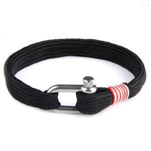 Charm Bracelets Black Rope Stainless Steel U-type Buckle High Quality Outdoor Leisure Sports Wrist Bands Minimalist For Men