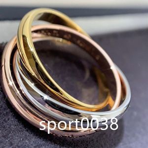Trinity Series Ring Tricolor 18K Gold Plated Band Vintage Jewelry Officiella reproduktioner Retro Fashion Advned DiAmants Exquisite249L