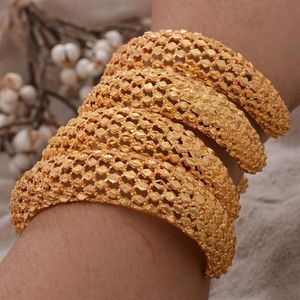 Bangle 4pcs Set Dubai Bangles Ethiopian Gold Color Cuff For Women Bride Wedding Bracelet African Arab Jewelry Middle East234z