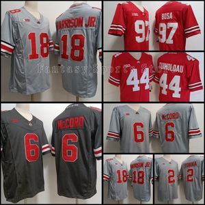 2024 New Style Ohio State Buckeyes Fußballtrikot 18 Marvin Harrison Jr. Emeka Egbuka Kyle McCord 32 Henderson J.T. Tuimoloau Nick Bosa Grau Schwarz Herren Trikot genäht