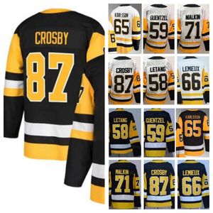 65 Erik Karlsson Hockey Jerseys 2023 Sidney Crosby Jersey 58 Kris Letang 59 Jake Guentzel 66 Lemieux Evgeni Malkin Black White Men Stitched New Arrival