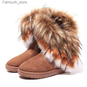 Botas femininas botas de pele senhoras inverno quente botas de tornozelo para mulheres sapatos de neve estilo dedo do pé redondo deslizamento em rebanho feminino bota de neve senhoras sapatos q231010