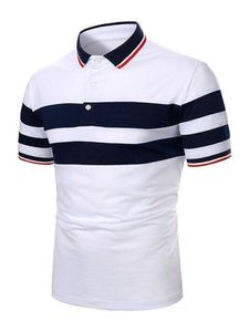 Customized Tees & Polos 082 White Navy Blue Men's Short Sleeve Button Printing Casual Pullover Polo Shirt POLO Shirt