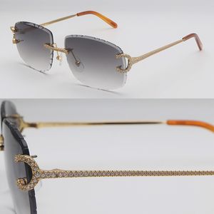 Sonnenbrille Designer neuer luxuriöser Moissanit Diamant Set Randless Womans handgefertigt Big Stones Diamond Suns Gläses Original in limitierter Auflage Gläser Männer Frau Größe 62mm B