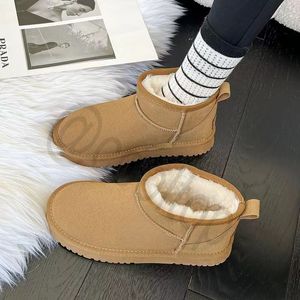 호주 클래식 모피 헤리티지 플랫폼 클래식 울트라 미니 스노우 여성 슬리퍼 정품 Uggsly Sheepskin Winter Suede Round Head Head-On 따뜻함