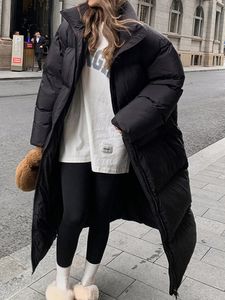 Mulheres para baixo parkas inverno longo casaco feminino oversized jaqueta de algodão feminino coreano moda grosso casaco senhoras casual solto quente acolchoado casacos 231010