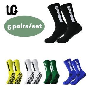 Sports Socks Anti Slip Fashion Football Socks 6Pairs/Lot Mid Calf Non-Slip Soccer Sport Cycling Sport Mens Sock EU38-44 231009