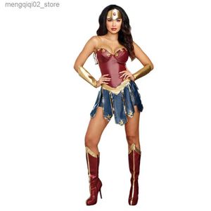 Тематический костюм 3 шт. для взрослых Wonder Women Come Superhero Superwomen Хэллоуин Косплей Необычные платья Q231010