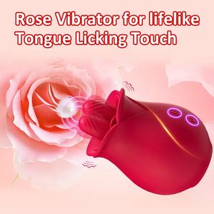 Vibrators Double Tongue Rose Vibrator Nipple Clitoral Massager Licking Vaginal Stimulator Female Adult Sex Toys 231010