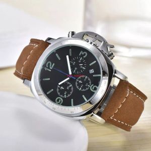 2023 Men's luxury Quartz Watch fashion leisure six needle Multi-function luminous Calendar Belt Watches