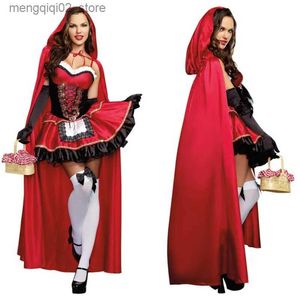 Costume a tema Cosplay Cappuccetto Rosso Mantello Vieni per le donne Fancy Adult Halloween Fantasia Carnival Dress Up Party Fiaba Ragazza Q231010