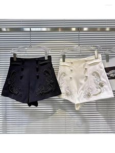 Женские шорты ВЫСОКОГО КАЧЕСТВА, мода 2023, дизайнерский узор с вышитыми жемчужными шипами