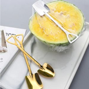 Wholesale Coffee Spoon Cutlery Set 304 Stainless Steel Retro Iron Shovel Ice Cream Scoop Creative Spoons tea-spoon Fashion Tableware EE