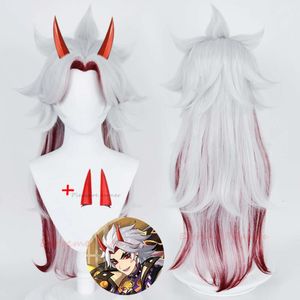 Genshin Impact Arataki Itto Cosplay Wig Propaccessories熱耐性ウィッグプリスタイルのアニメWig arataki itto horncosplay