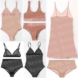 Letter Mesh Sexy Bustier Lingeries Fashion Women Bras Briefs Zestawy luksusowe haftowane bieliznę Sexy See Through Swimsuits243s